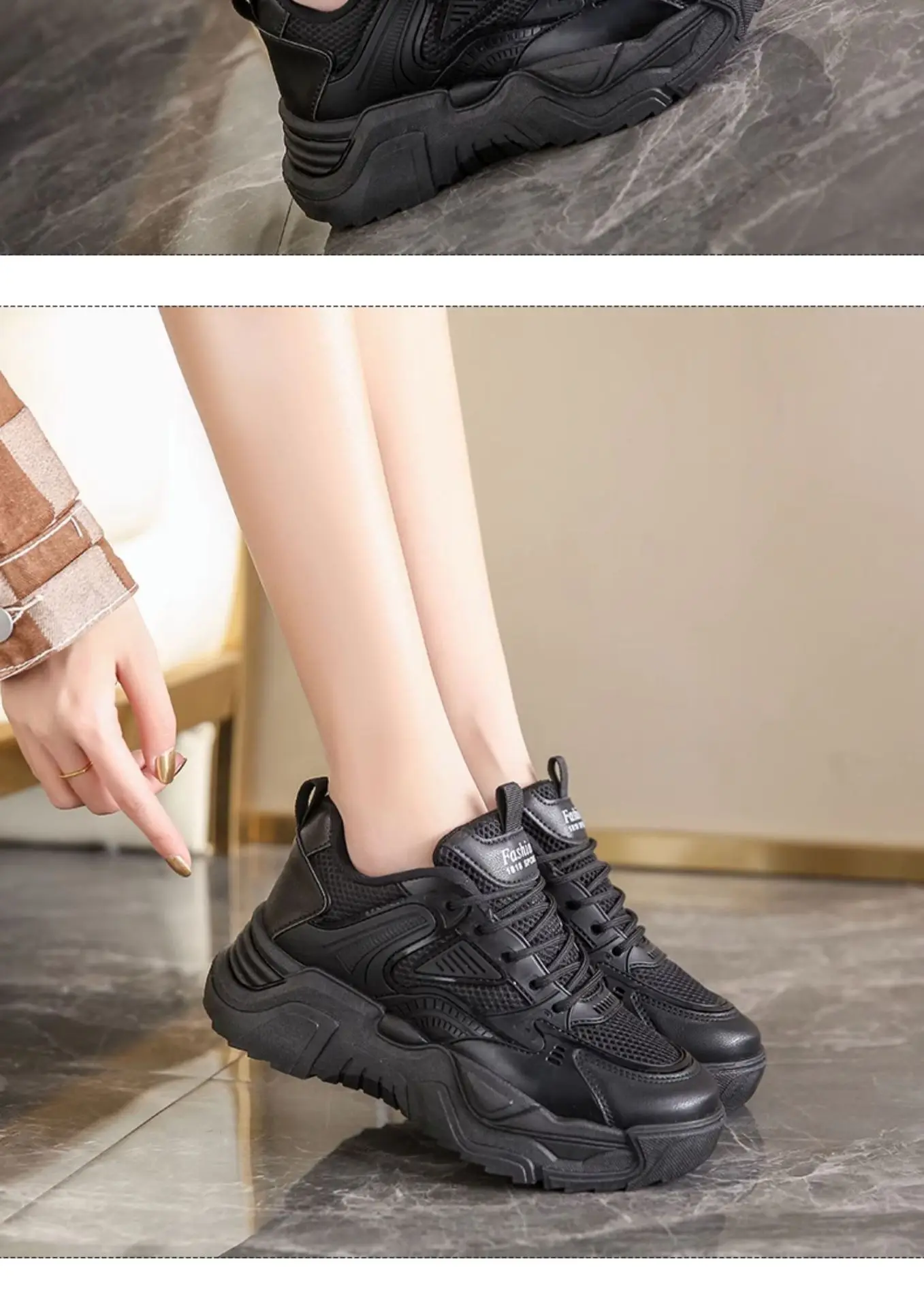 Women Black Thick Casual Shoes Wholesale New Autumn — feature 22