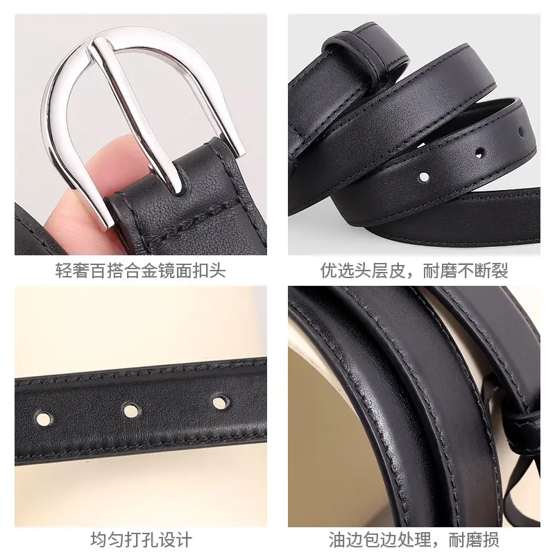 Women's Brown Leather Belt with Silver Buckle - Image 6