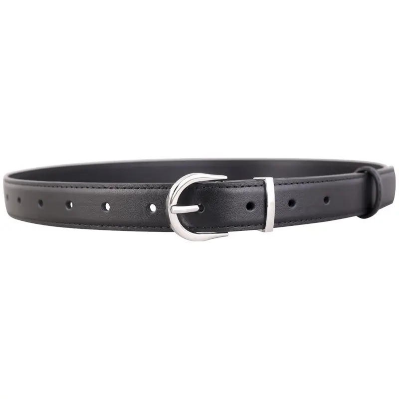 Women's Brown Leather Belt with Silver Buckle - Image 8