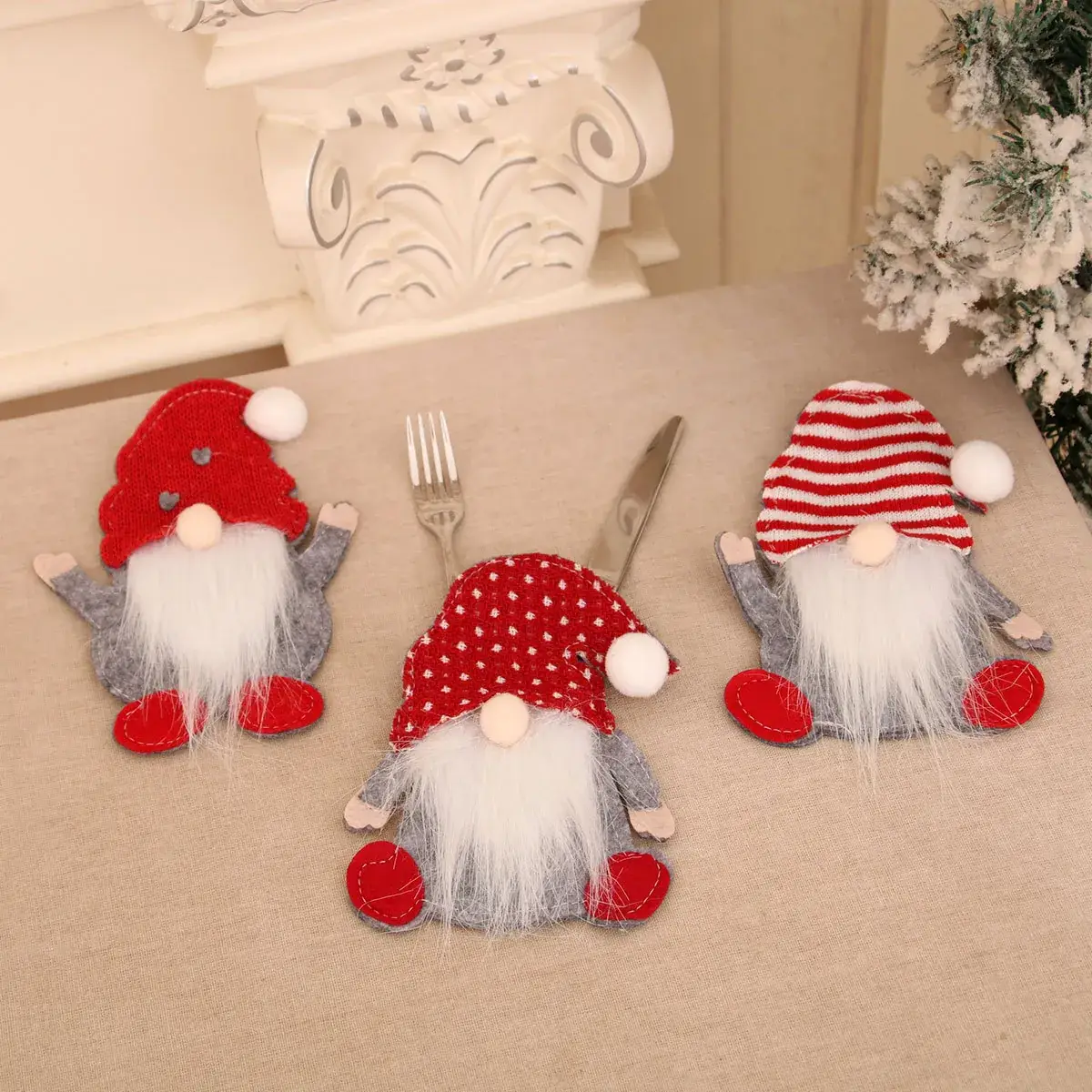 Cross-border New Dwarf Knife Set Faceless Old Man Knife Fork Bag Rudolph Tableware Set Christmas Decoration Supplies — feature 5