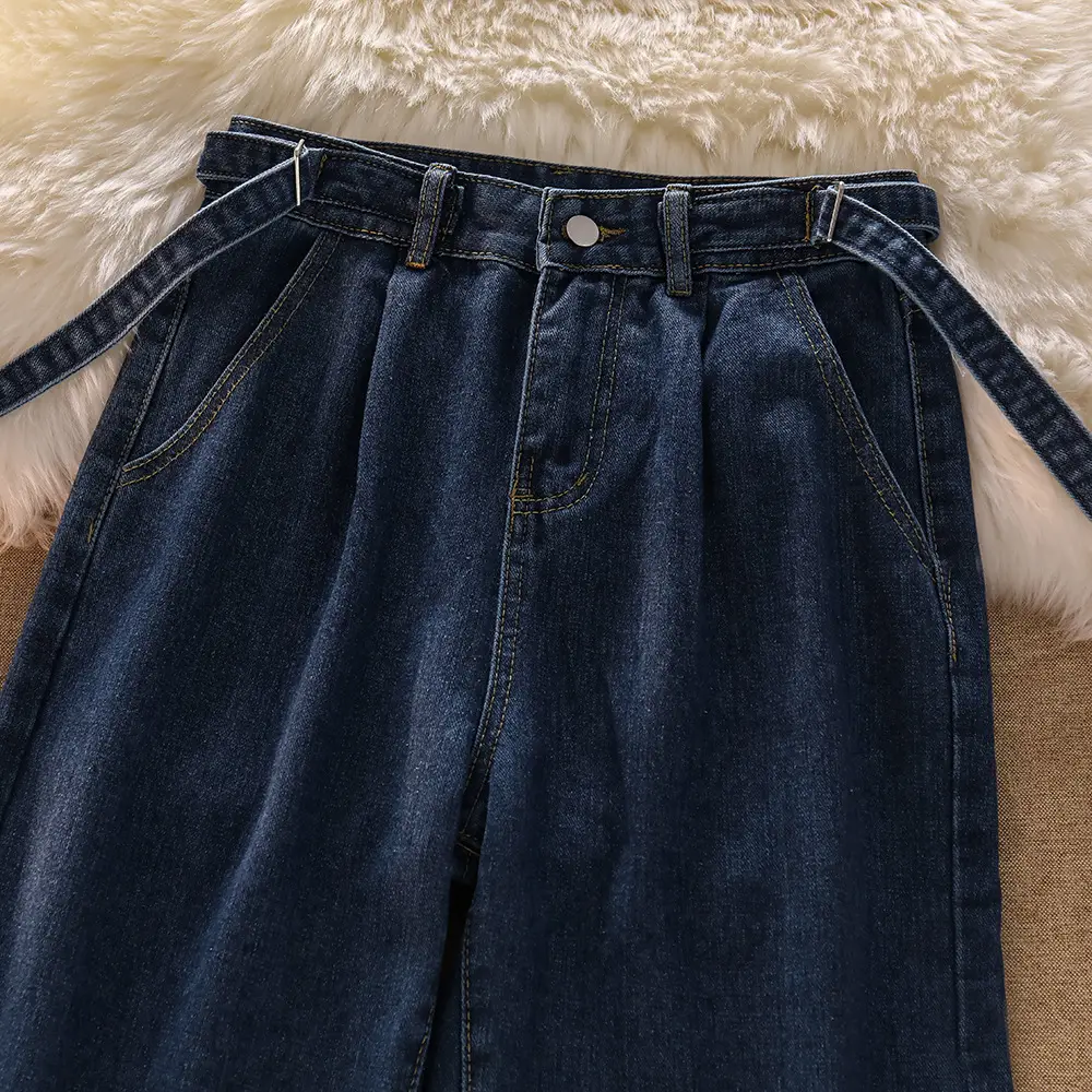 Dark Blue Wide Leg Pants Women's Loose Straight Denim — feature 7