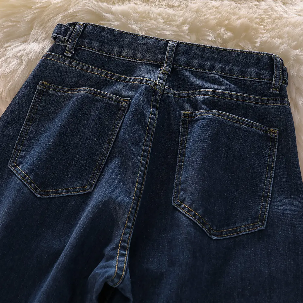 Dark Blue Wide Leg Pants Women's Loose Straight Denim — feature 8