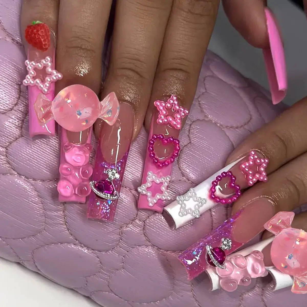 Pink Sparkly Nail Art Set for Girls