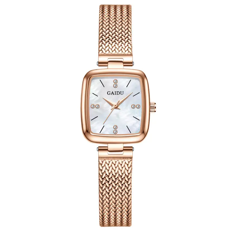 Women Square Dial Quartz Watch with Mesh Band - Image 6