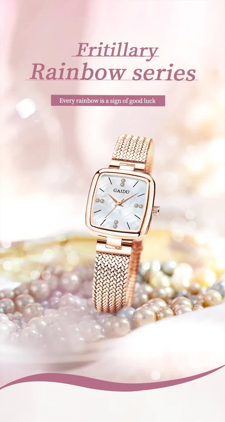 Women Square Dial Quartz Watch with Mesh Band — feature 15