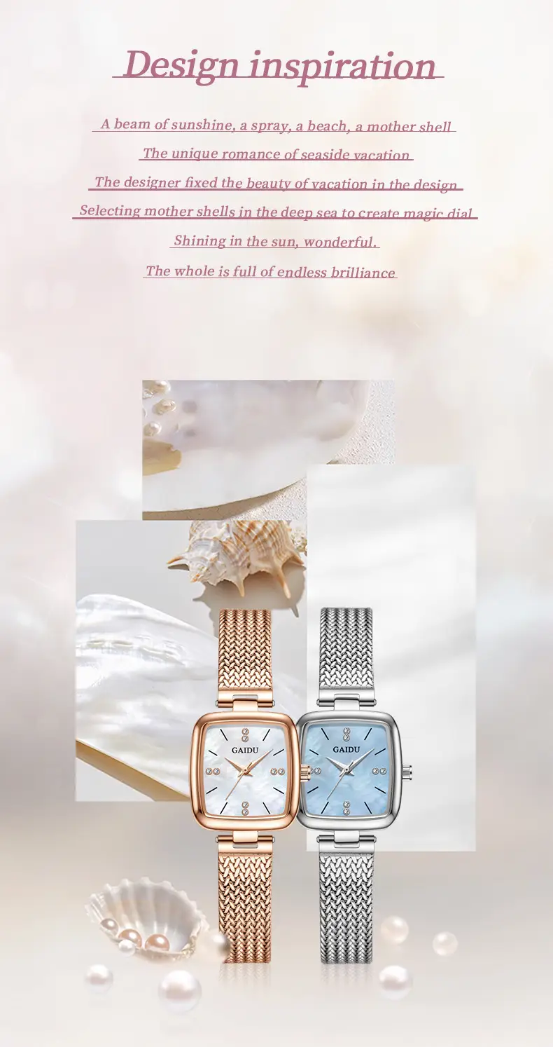 Women Square Dial Quartz Watch with Mesh Band — feature 16