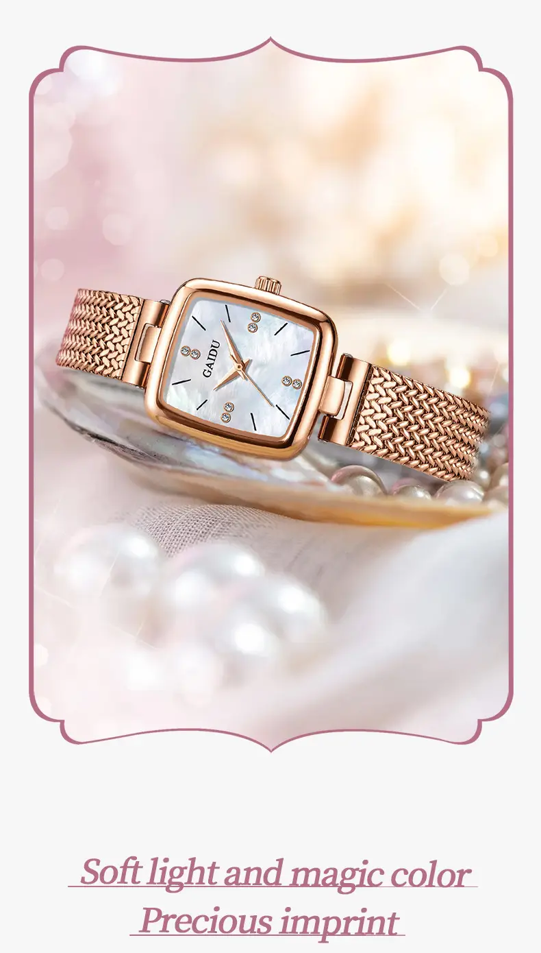 Women Square Dial Quartz Watch with Mesh Band — feature 18