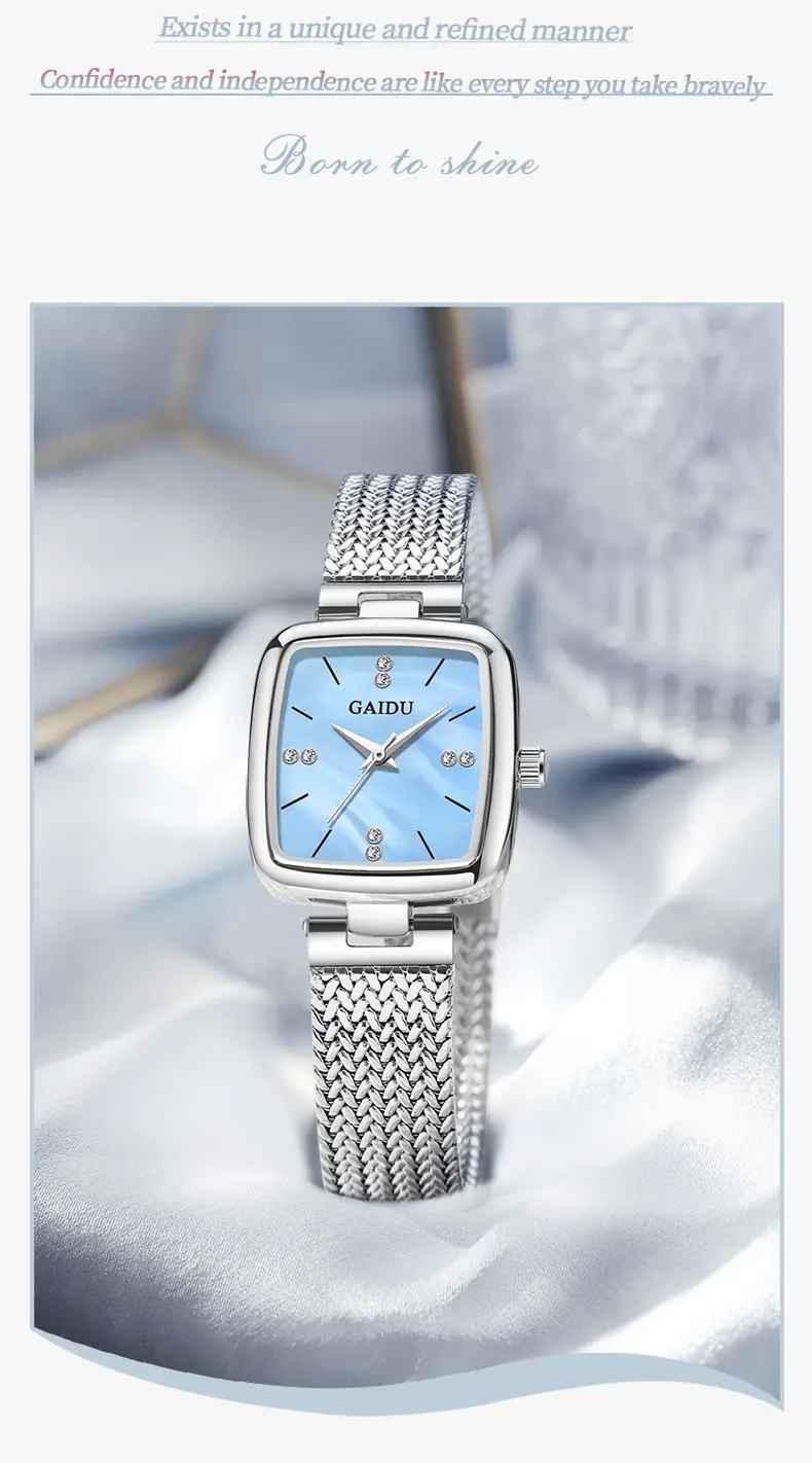 Women Square Dial Quartz Watch with Mesh Band — feature 25