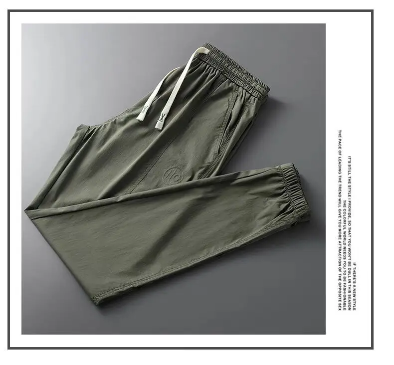 Men's Slim Fit Olive Green Sweatpants with White Sneakers — feature 14