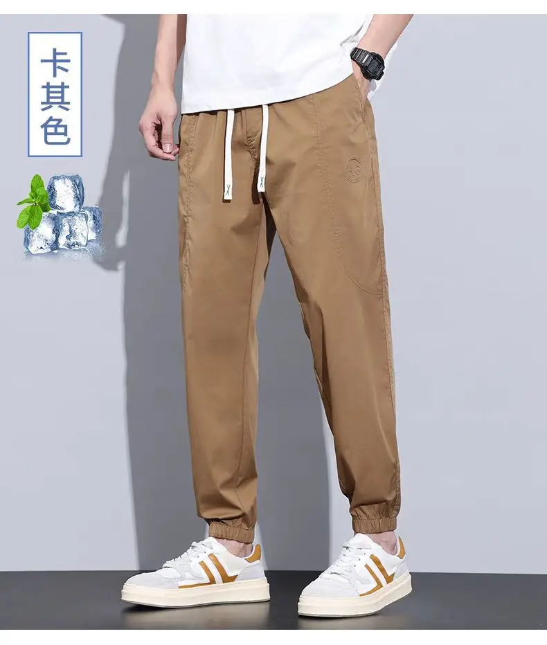 Men's Slim Fit Olive Green Sweatpants with White Sneakers — feature 19