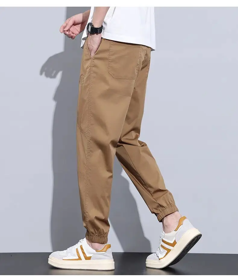 Men's Slim Fit Olive Green Sweatpants with White Sneakers — feature 20