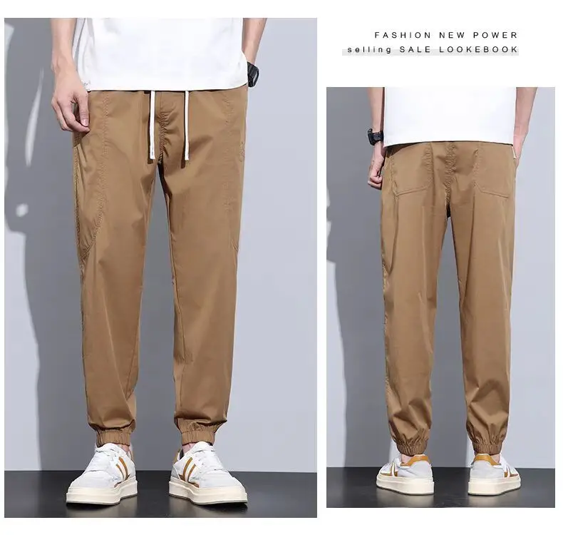 Men's Slim Fit Olive Green Sweatpants with White Sneakers — feature 21