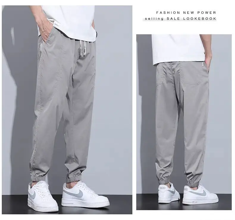 Men's Slim Fit Olive Green Sweatpants with White Sneakers — feature 8