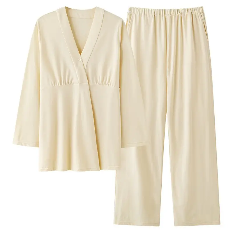 2025 New Summer Confinement Clothes with Breast Pads, Cotton Thin Maternity Nursing Home Clothes, Pajamas for Women, Spring, Summer and Autumn