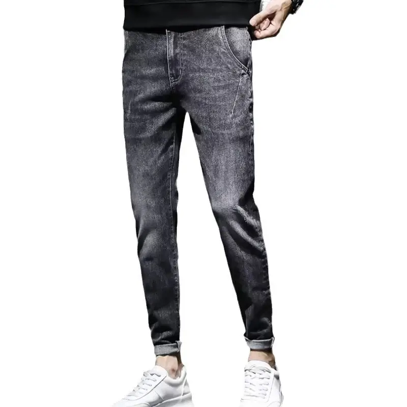 Men's Grey Tie-Legged Jeans Slim Fit 2023 - Image 7