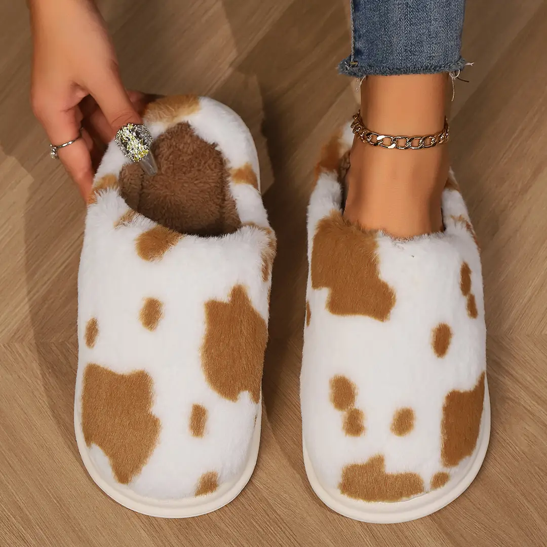 Slippers for Home Use, Non-Slip Cotton Slippers for Women, Fleece-Lined, Warm, Thick-Soled, Winter, Unisex, Cross-Border Non-Slip Home Slippers