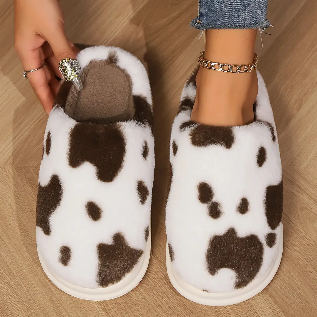 Slippers for Home Use, Non-Slip Cotton Slippers for Women, Fleece-Lined, Warm, Thick-Soled, Winter, Unisex, Cross-Border Non-Slip Home Slippers