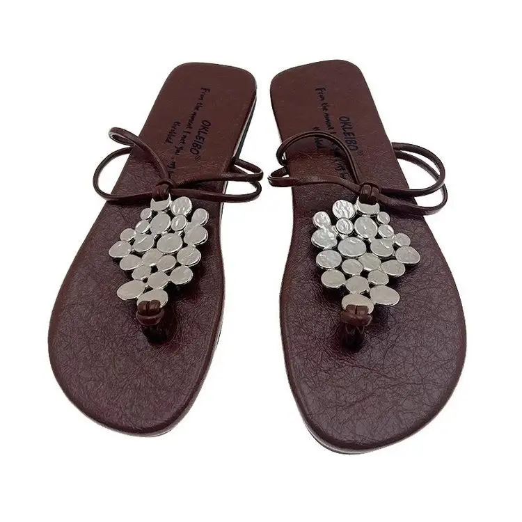 Women's 2024 New Summer Outer Wear Flip-flops with Skirt Sequined Flip-flops Flats Fashion Sandals - Image 9