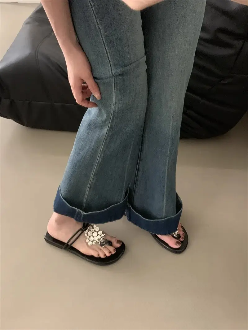 Women's 2024 New Summer Outer Wear Flip-flops with Skirt Sequined Flip-flops Flats Fashion Sandals — feature 4