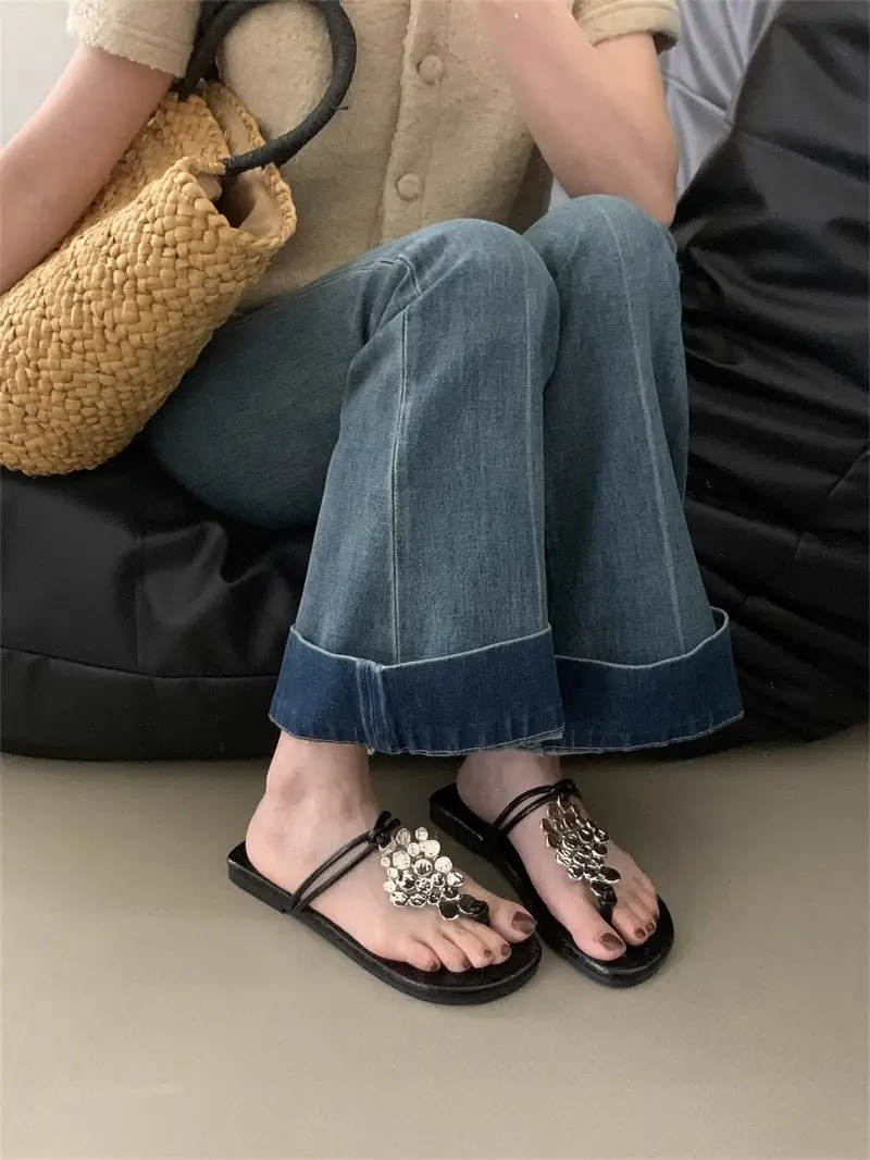 Women's 2024 New Summer Outer Wear Flip-flops with Skirt Sequined Flip-flops Flats Fashion Sandals — feature 6