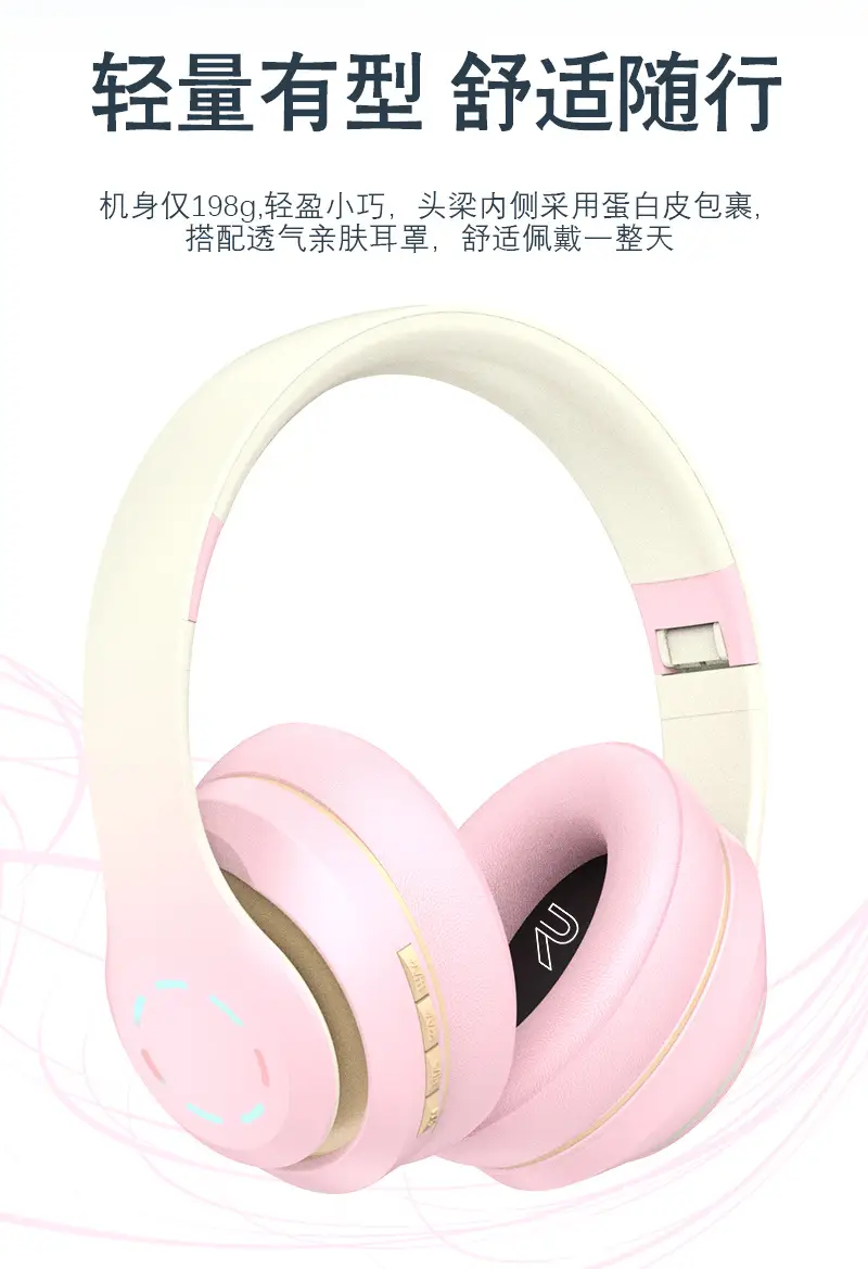 Bluetooth Headphones Gradient Color Wireless 3D Bass β feature 7