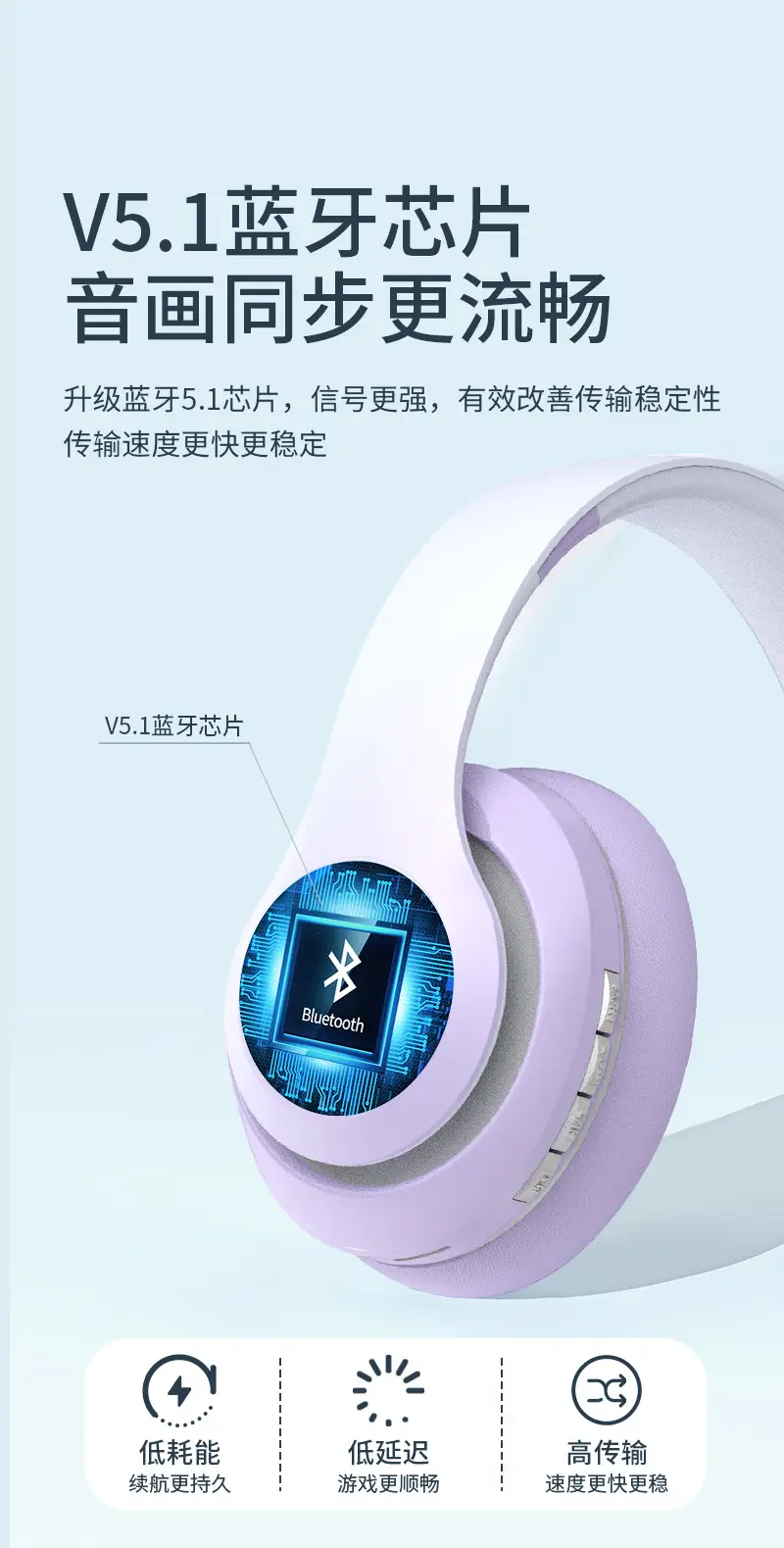 Bluetooth Headphones Gradient Color Wireless 3D Bass β feature 8