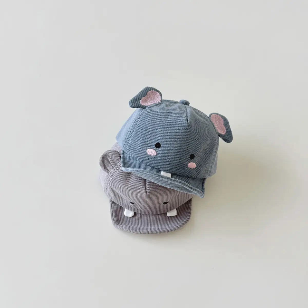 Cute Animal Head Korean Baby Hats Grey Blue Green - Image 4