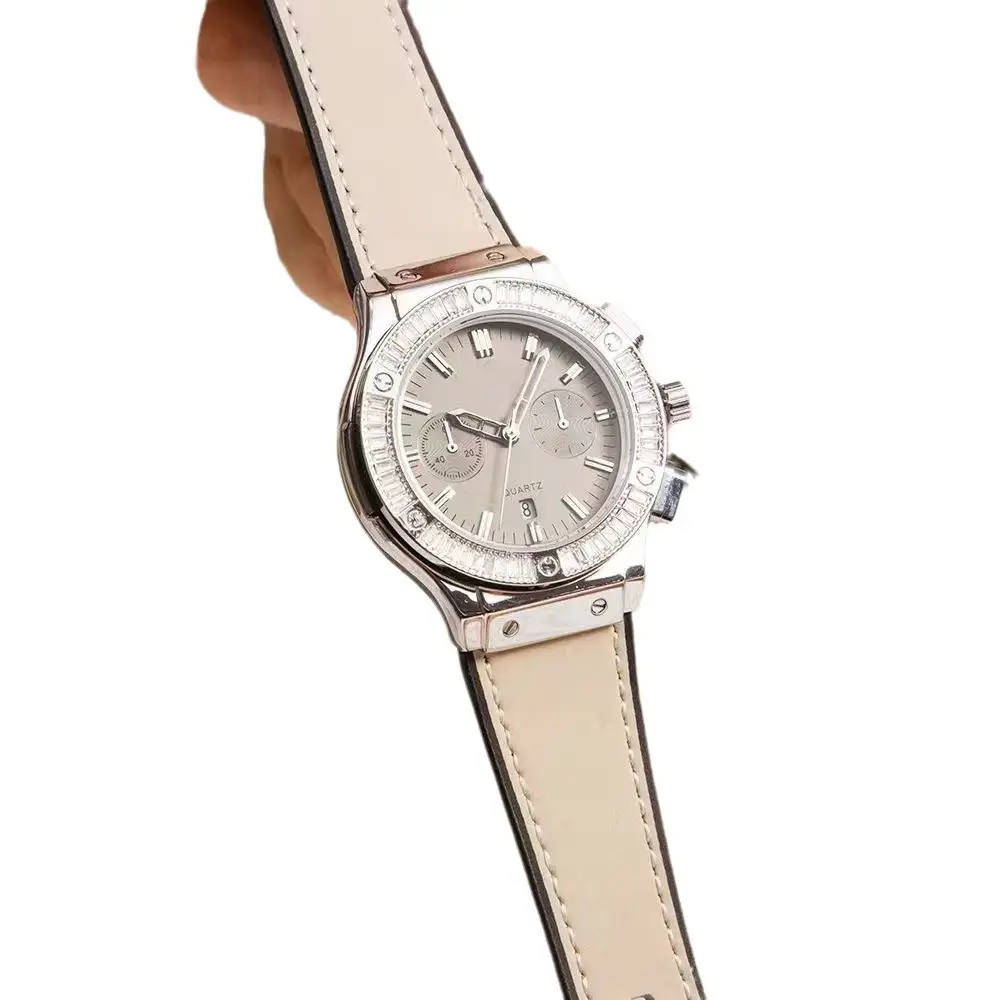 Women Quartz Watch with Crystal Dial and Leather Strap - Image 5