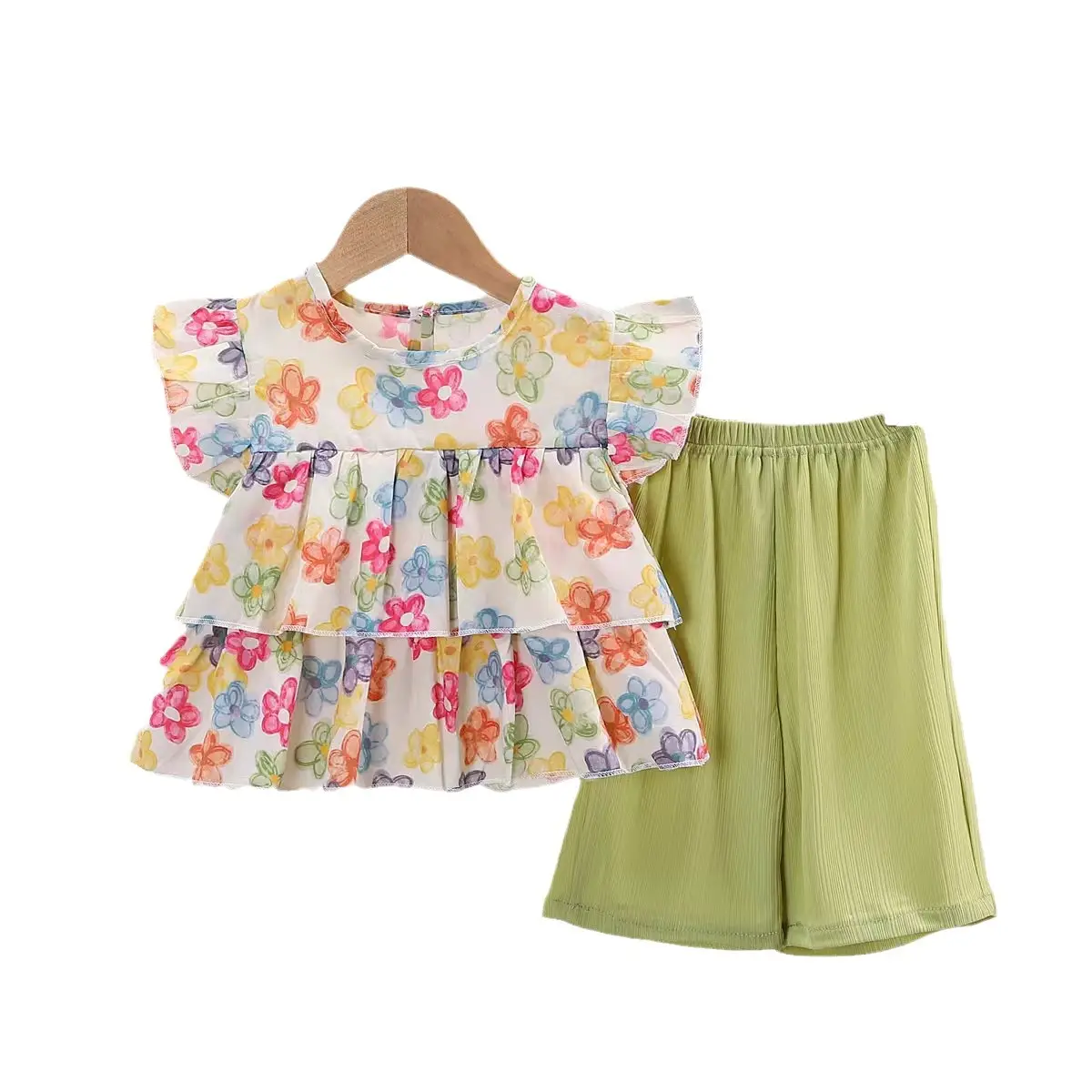 Children Cotton Floral T-Shirt Shorts Suit Summer - Image 16