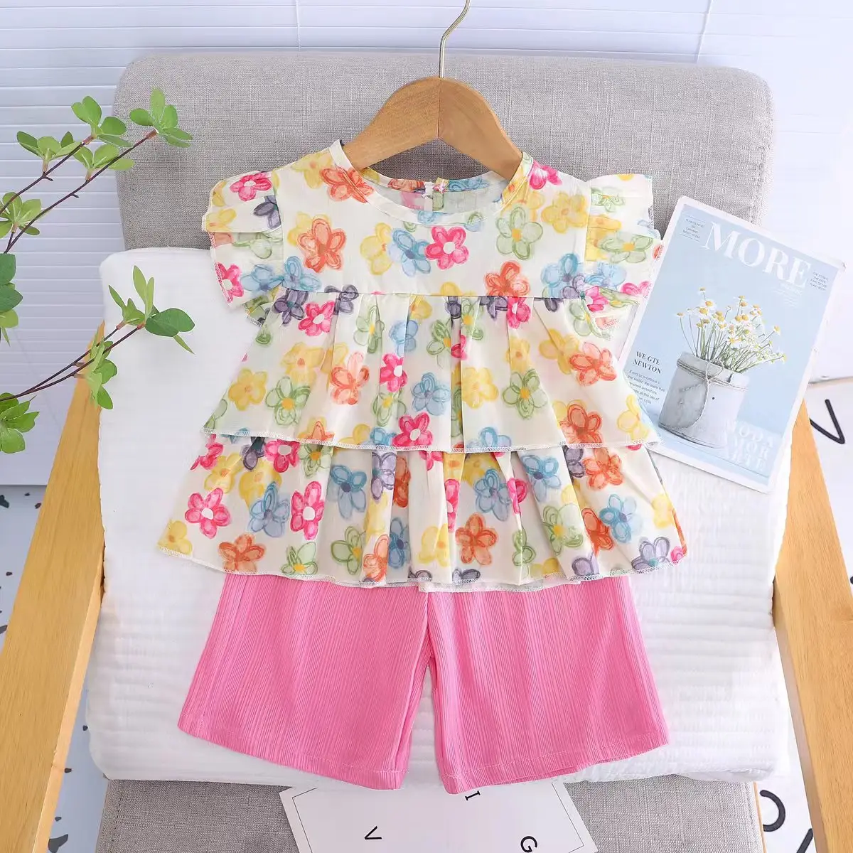 Children Cotton Floral T-Shirt Shorts Suit Summer — feature 2