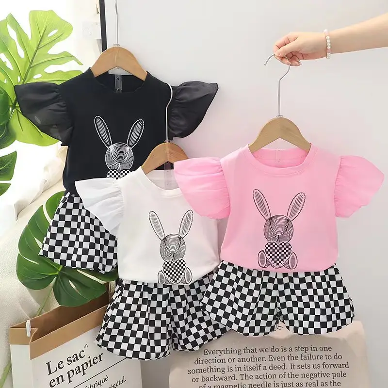 Children Cotton Floral T-Shirt Shorts Suit Summer - Image 3
