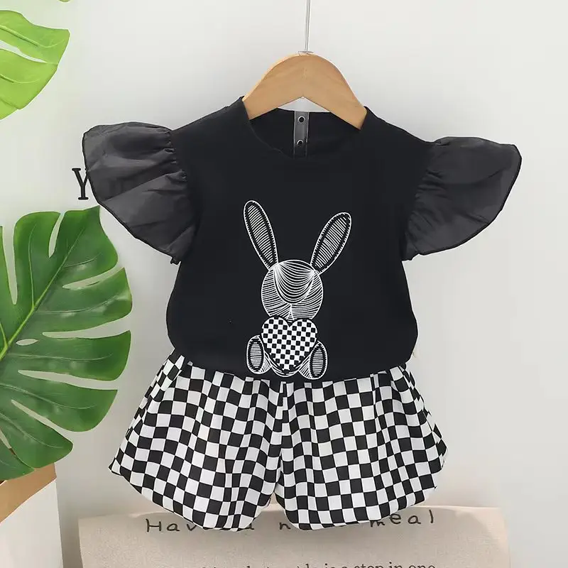 Children Cotton Floral T-Shirt Shorts Suit Summer - Image 4