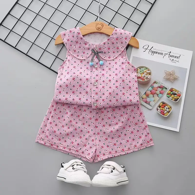 Children Cotton Floral T-Shirt Shorts Suit Summer - Image 6
