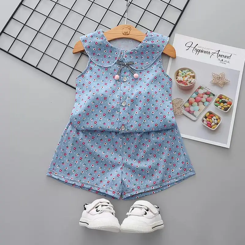 Children Cotton Floral T-Shirt Shorts Suit Summer - Image 7