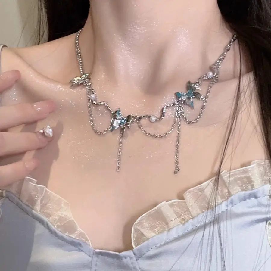 Light Luxury Flower Tassel Necklace Niche Design - Image 2