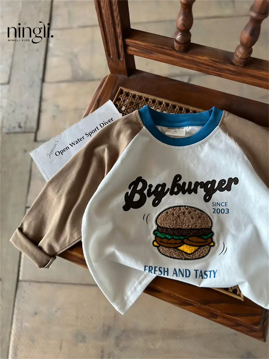 Ningli Boys Long Sleeve T-Shirt Big Burger Chill Out Panda — feature 11