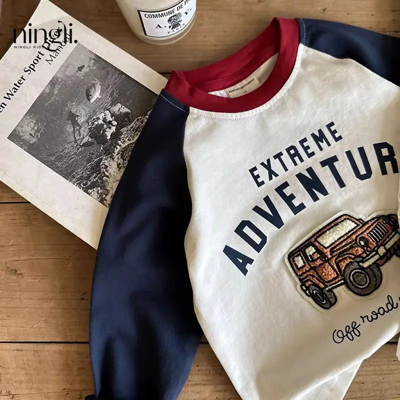 Ningli Boys Long Sleeve T-Shirt Big Burger Chill Out Panda - Image 2
