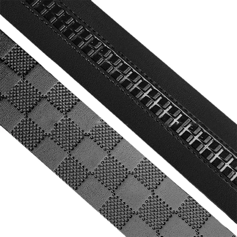 Pure Cowhide Belt with Automatic Buckle & Check Pattern