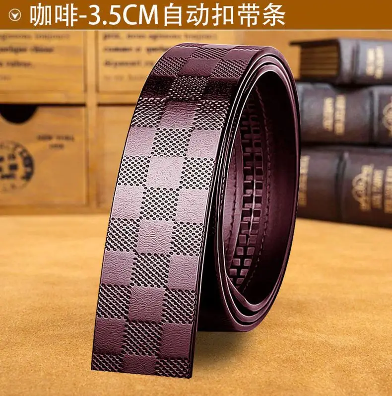 Pure Cowhide Belt with Automatic Buckle & Check Pattern — feature 13