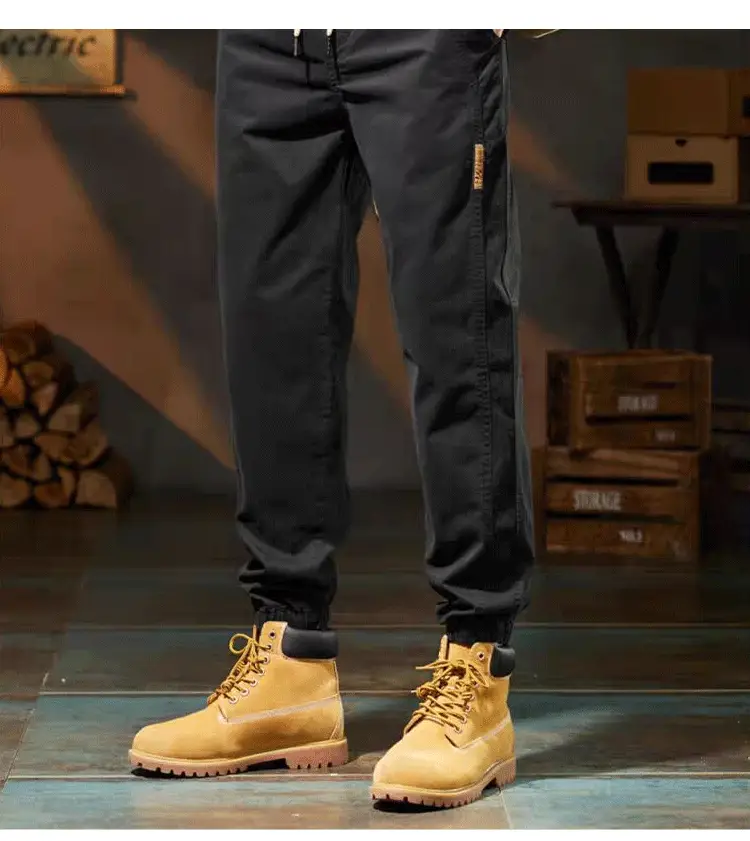 Men's Beige Loose Fit Casual Pants with Tie — feature 10