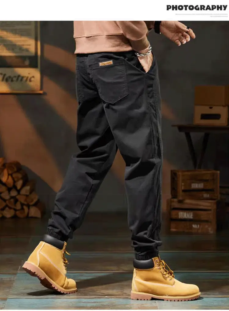 Men's Beige Loose Fit Casual Pants with Tie — feature 11