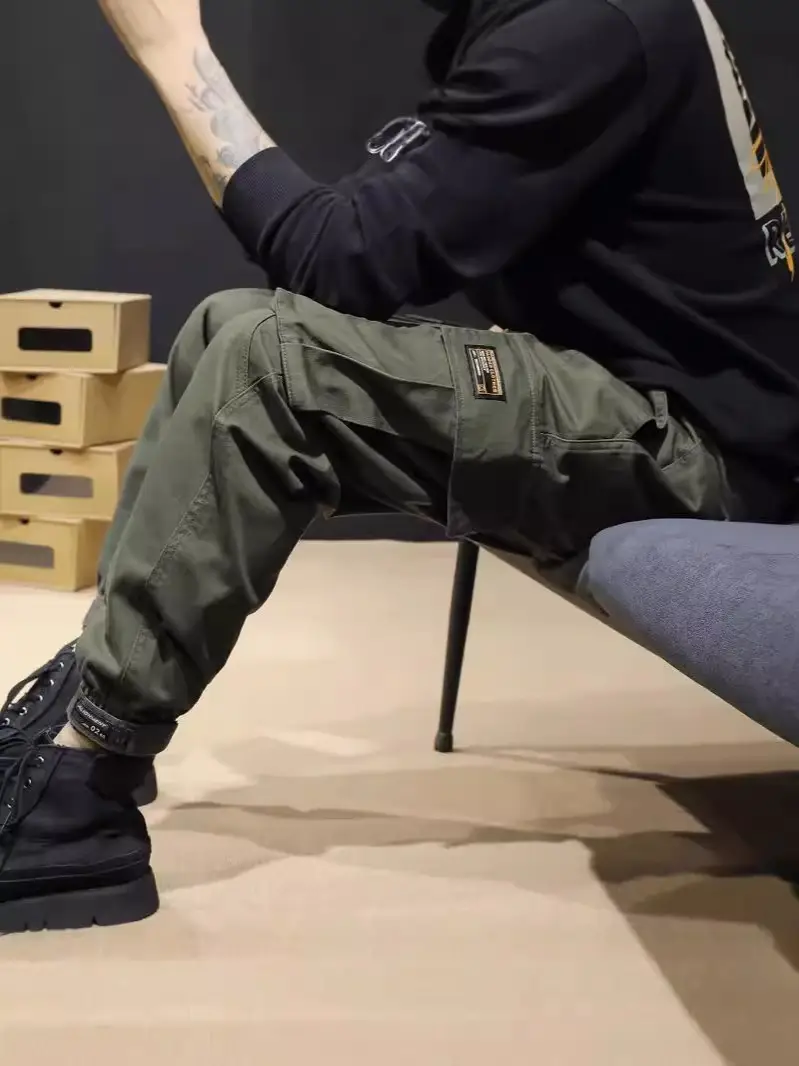 Men's Black Multi-Pocket Leggings Autumn Casual Pants - Image 7