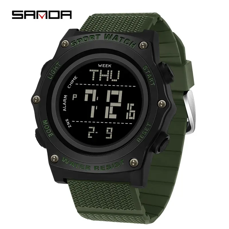 Sanda Sport Watch Black Waterproof Multi-Function