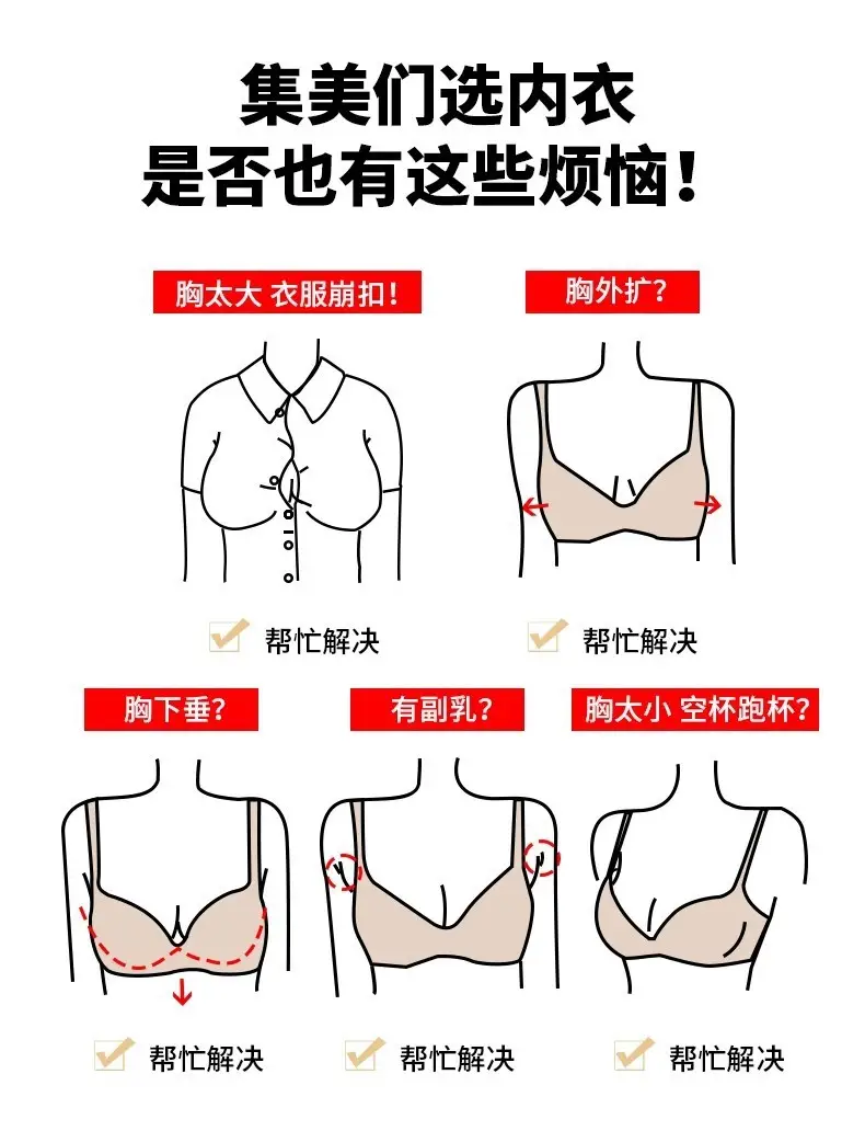 Traceless Underwear Women Large Chest Small Gather-up — feature 5