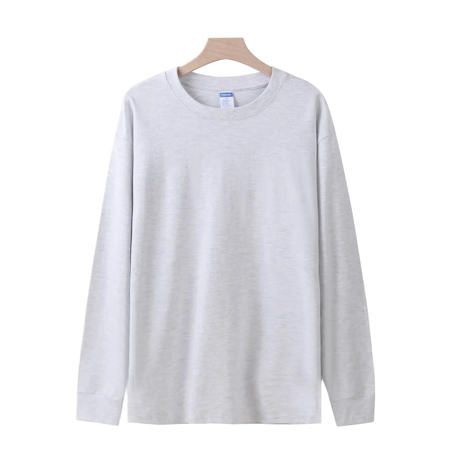 Men's Grey Long Sleeve T-Shirt 260g - Image 11