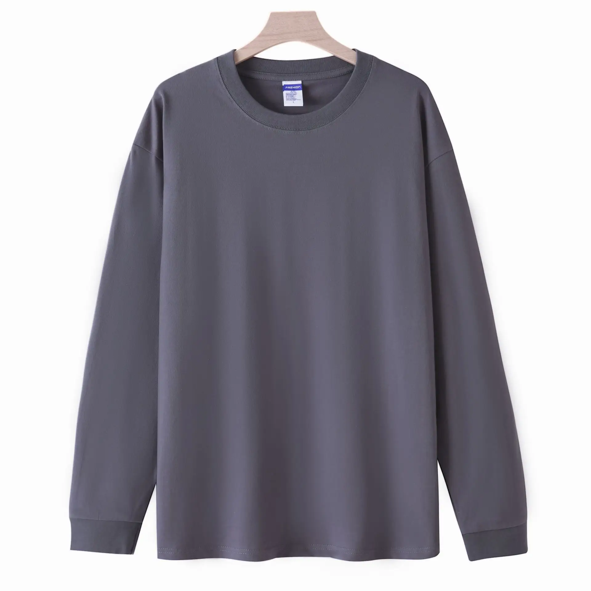 Men's Grey Long Sleeve T-Shirt 260g - Image 3