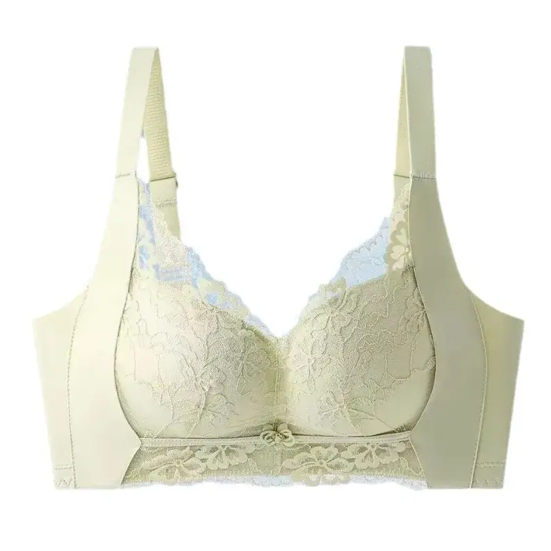 New No Side Bone Lace Slide Cup Underwear Small Chest Push-up Large Breathable Comfortable Modal Lidy Bra