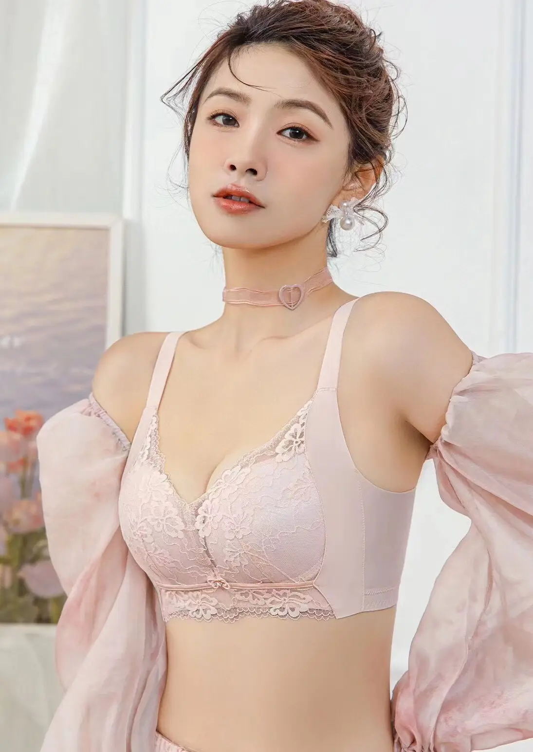 New No Side Bone Lace Slide Cup Underwear Small Chest Push-up Large Breathable Comfortable Modal Lidy Bra — feature 5