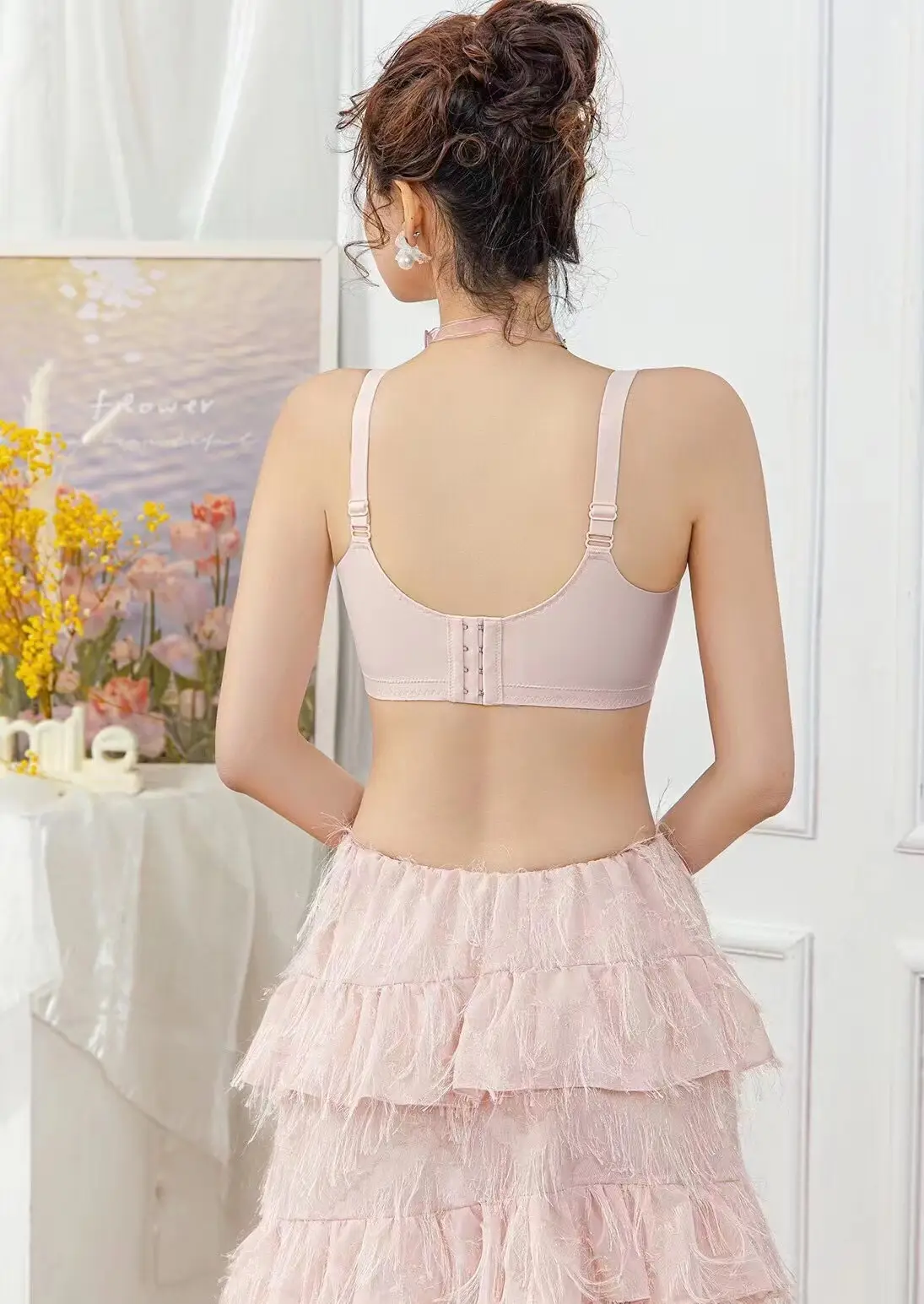New No Side Bone Lace Slide Cup Underwear Small Chest Push-up Large Breathable Comfortable Modal Lidy Bra — feature 8