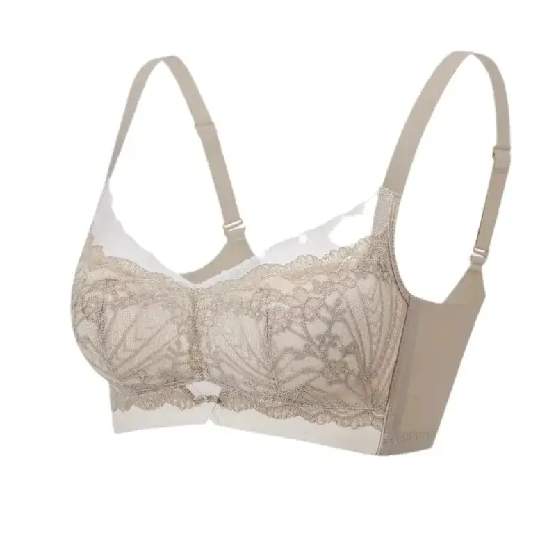New Lightweight Lace Sexy Small Chest Push-up Underwear Boneless Medium-thick Cup Breathable Bacteriostatic Lint Q Cotton Bra - Image 9
